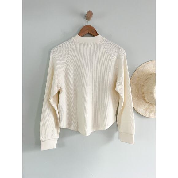 Madewell | NWT | Waffle-Knit Long-Sleeve Crewneck Tee in Winter White | Sz S - Picture 9 of 9